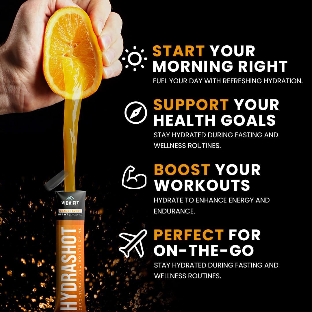 Sugar-Free Vegan Creatine & Electrolyte Bundle for Endurance & Recovery - Vida Fit Hydration & Performance Kit (150g Micronized Creatine Monohydrate + Hydrashot Orange Electrolyte Hydration Powder)