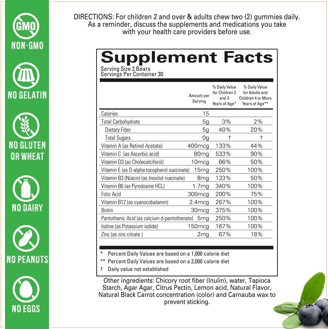 Sugar-Free Vegan Kids Multivitamin Gummies with Vitamin C for Immune Support - Non-GMO, No Artificial Sweeteners - 60 Count Bundle