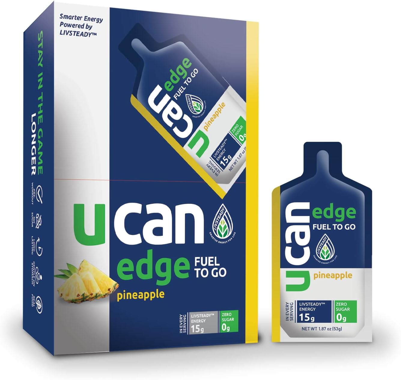 Sugar-Free Vegan Pineapple Edge Energy Gel & Chocolate Plant Protein - Ideal for Running, Training, Fitness, Cycling, Crossfit | Keto Friendly Supplement