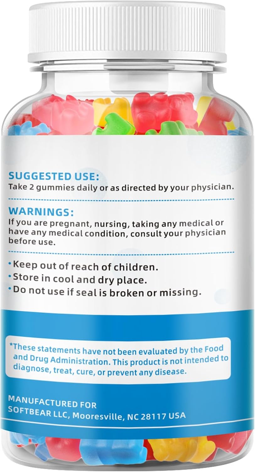 Sugar-Free Vegan Potassium Magnesium Gummies with Vitamin B6 CoQ10 for Muscle Health - 60 Softbear Gummies