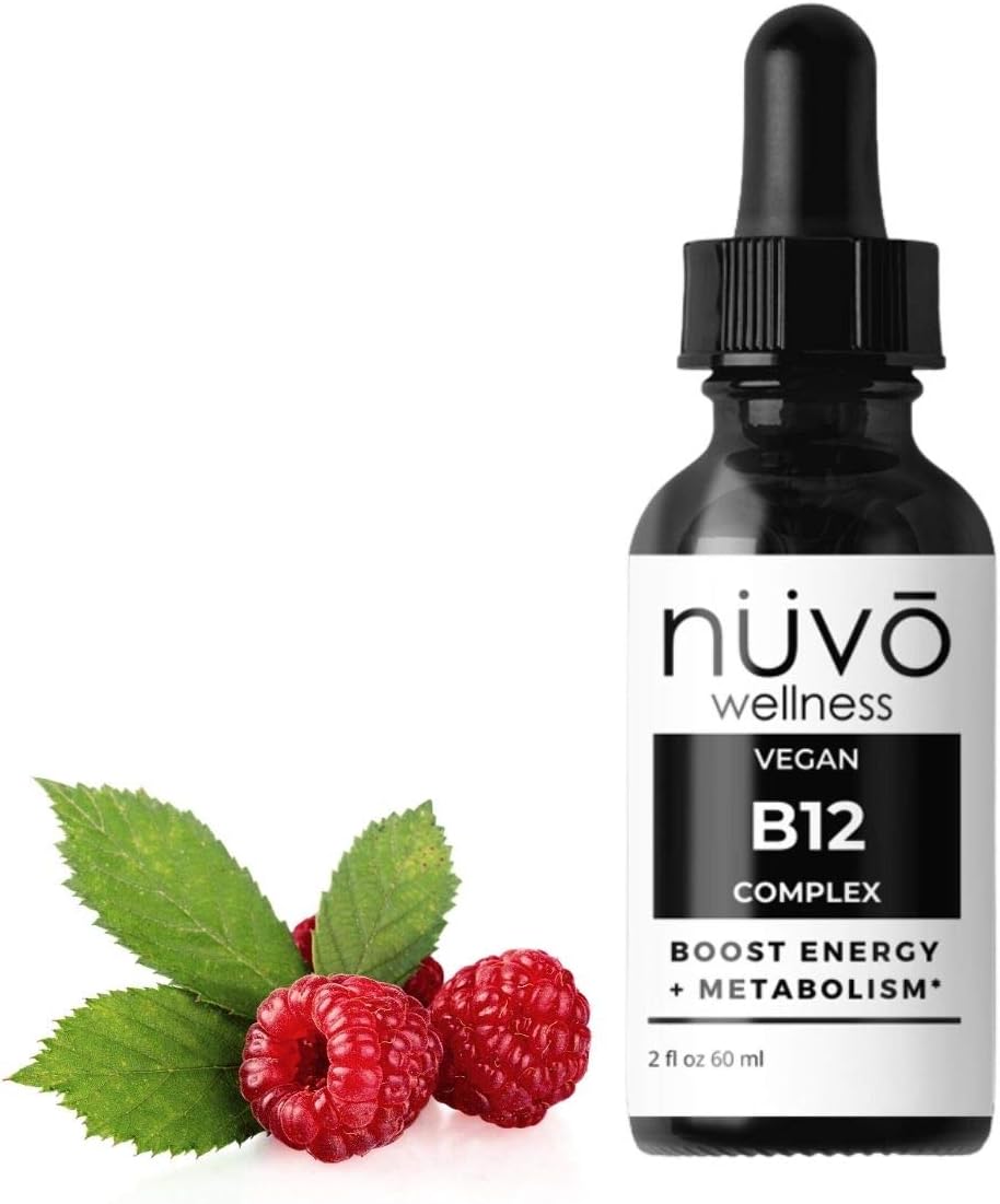 Sugar-Free Vegan Vitamin B12 Sublingual Liquid Drops for Energy and Metabolism Boost - Fast Absorption - Made in USA by NUVO WELLNESS ESSENTIALS