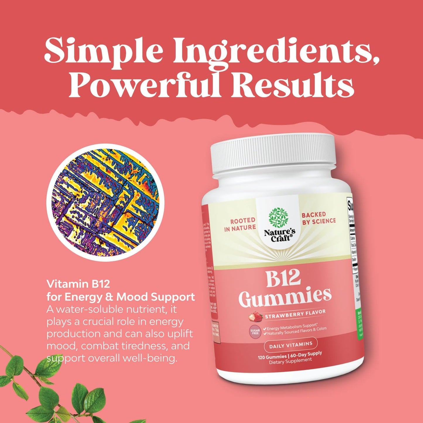 Sugar Free Vitamin B12 Gummies 1000 mcg for Adults - Energy & Mood Support - Kosher Non-GMO & Gluten Free - 120 Count