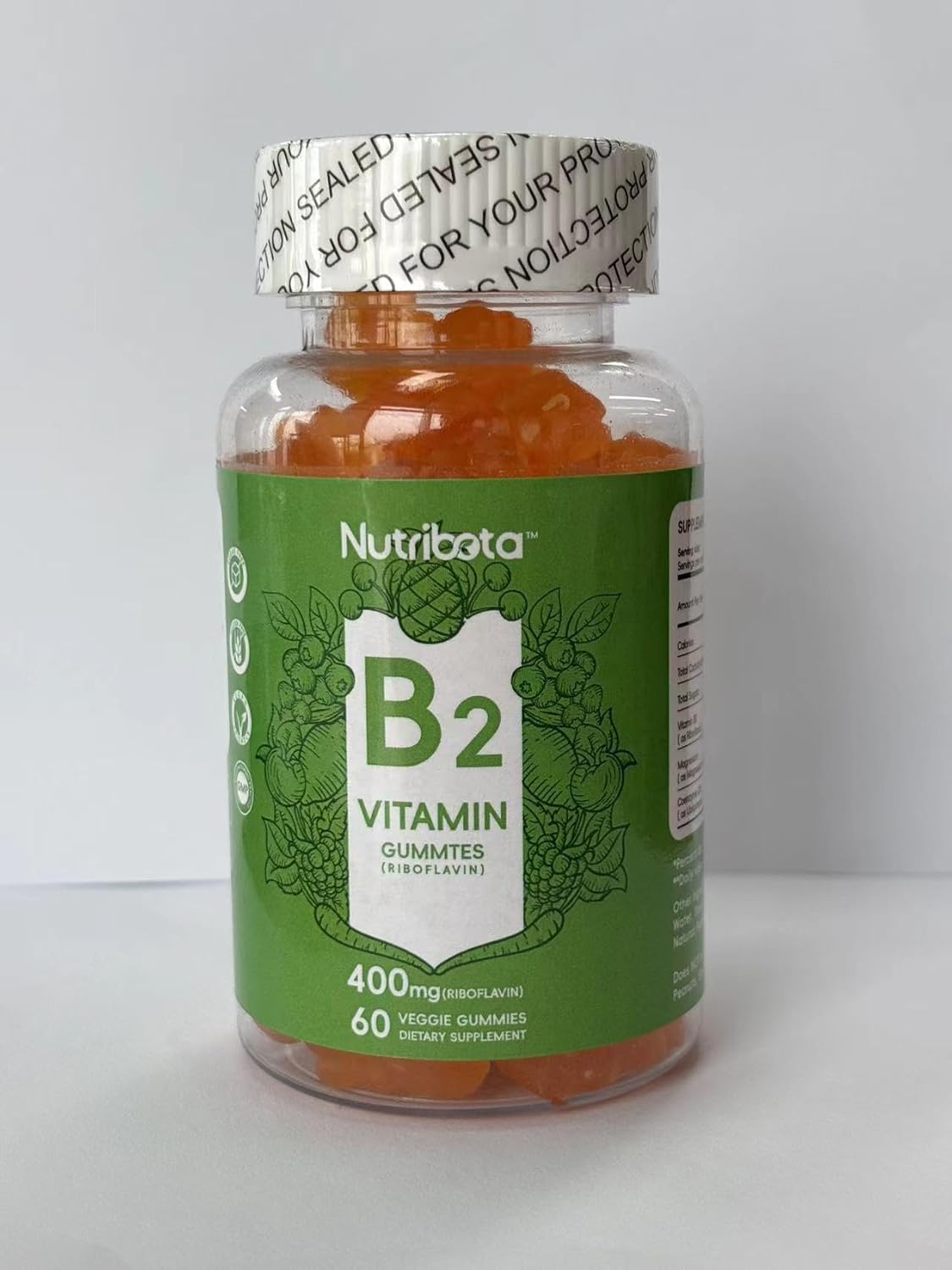 Sugar Free Vitamin B2 Gummies with Riboflavin 400mg & Magnesium for Adults & Kids - Vegan, CoQ10, 60 Count