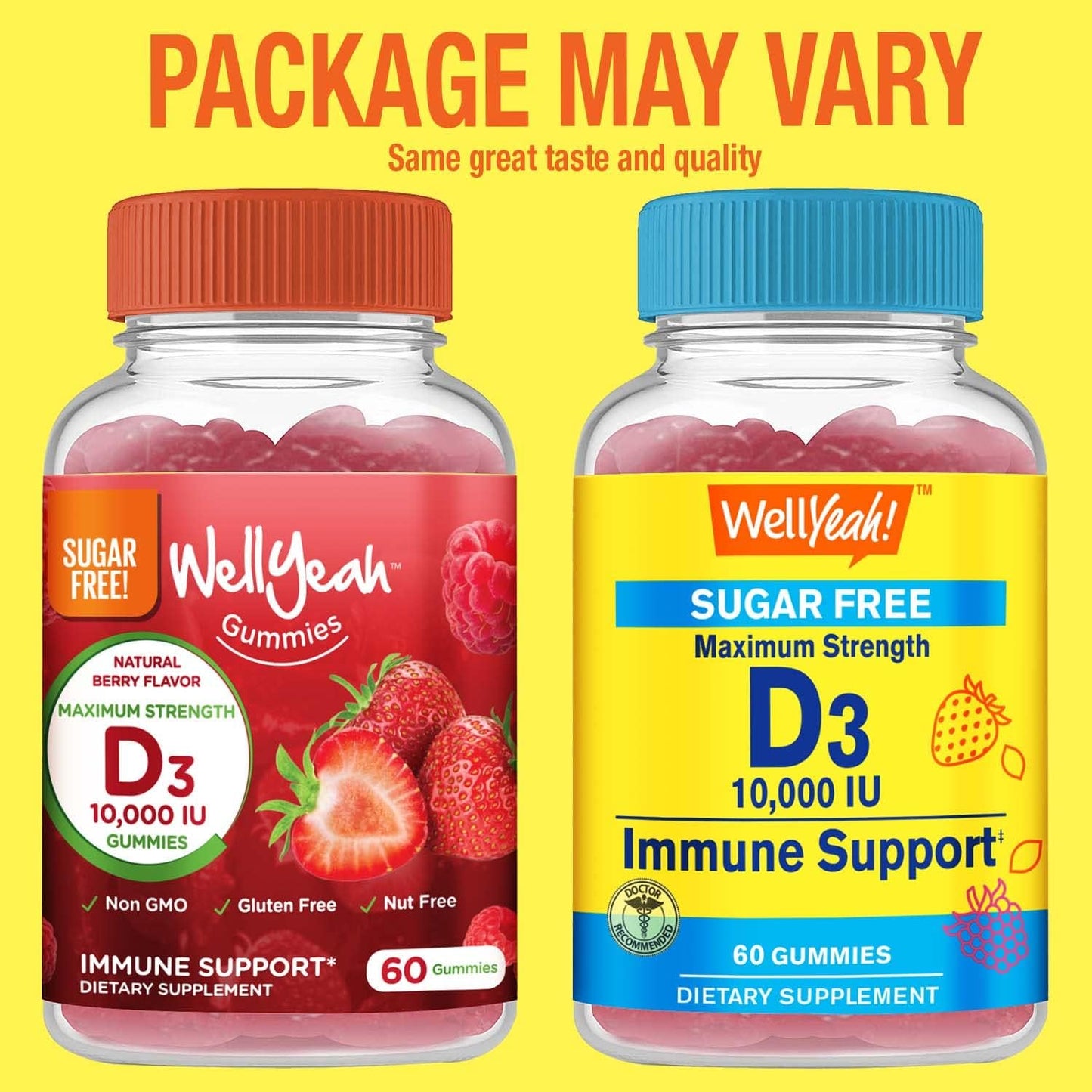 Sugar Free Vitamin D3 10000 IU Gummies - Immune Booster, Bone & Teeth Support - Non GMO, Gluten Free, Vegetarian - Natural Flavors - 60 Gummies - BoostGo Australia