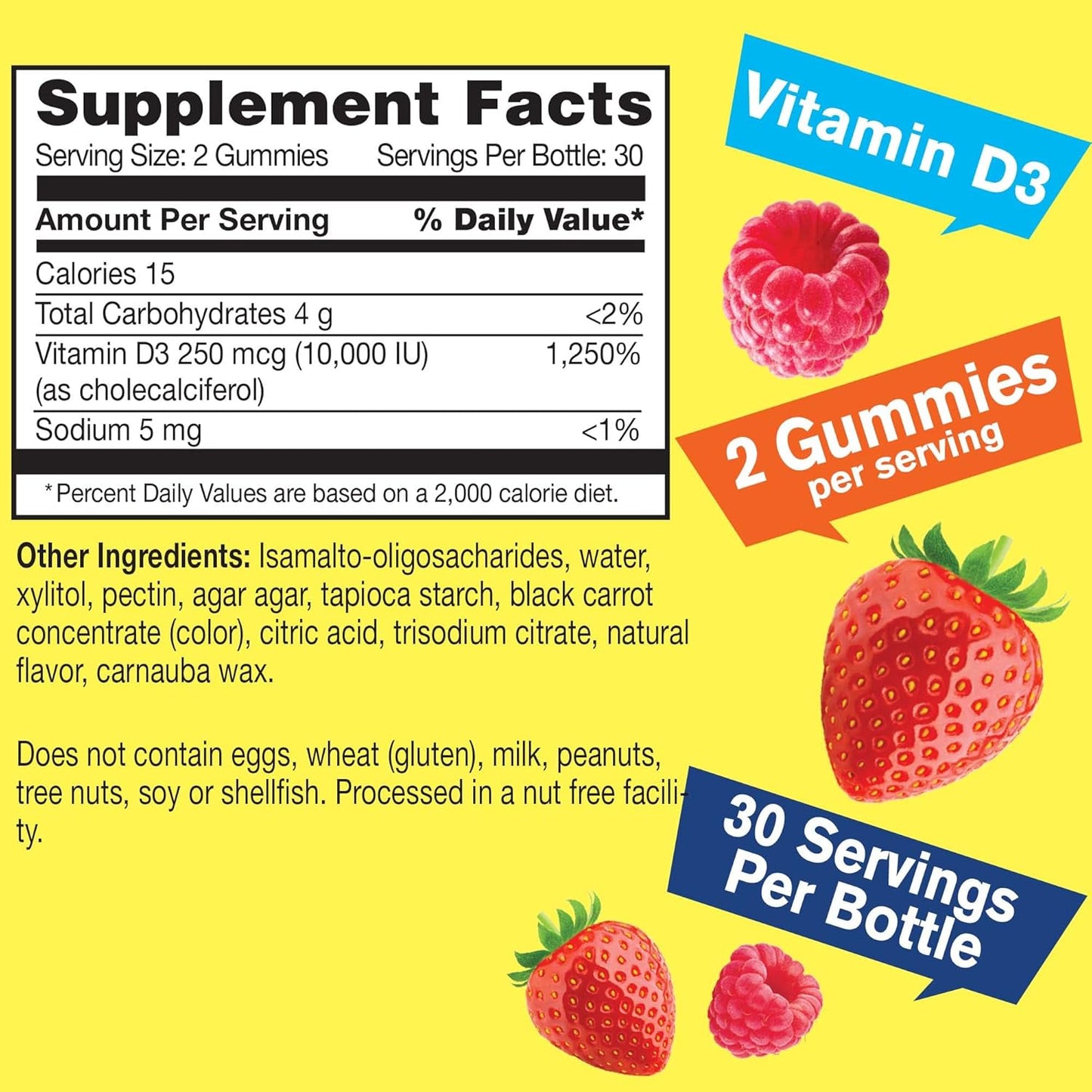 Sugar Free Vitamin D3 10000 IU Gummies - Immune Booster, Bone & Teeth Support - Non GMO, Gluten Free, Vegetarian - Natural Flavors - 60 Gummies - BoostGo Australia