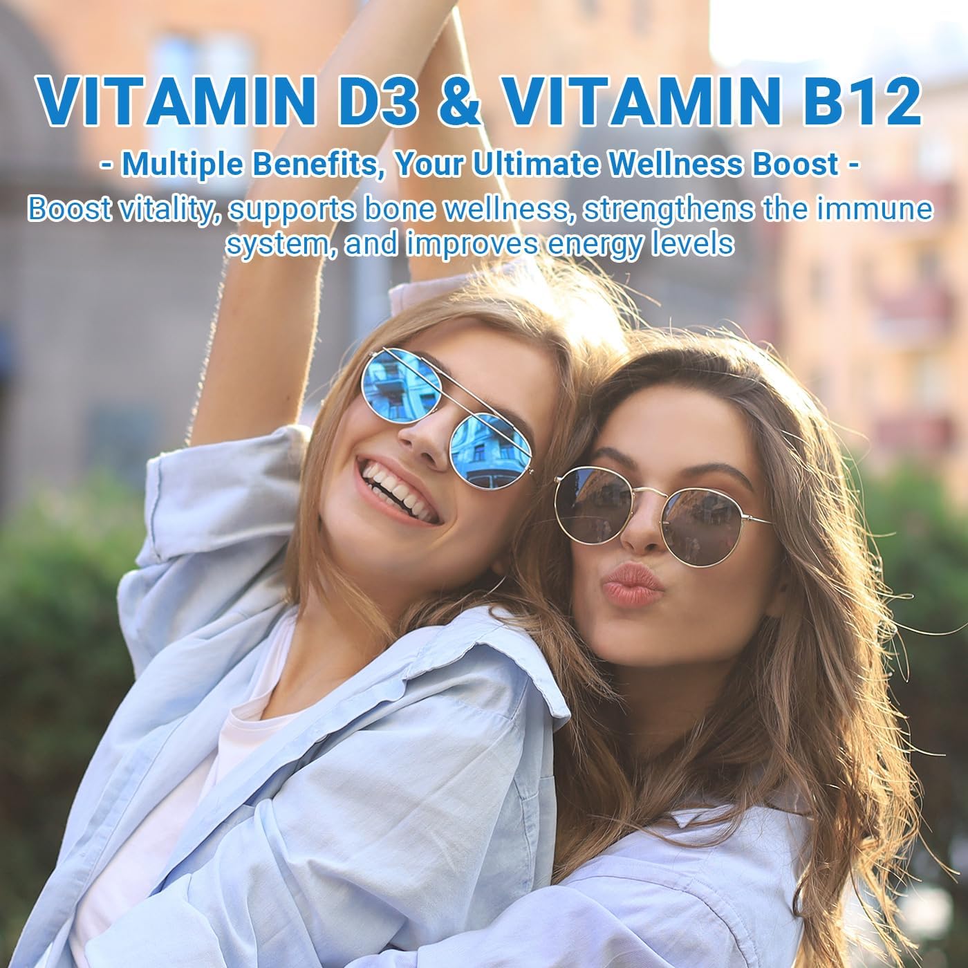 Sugar-Free Vitamin D3 + B12 Gummies for Adults - High Potency 10000IU D3 & 500 mcg B12 with Vitamin C & K2 - Energy, Bone, Immune Support