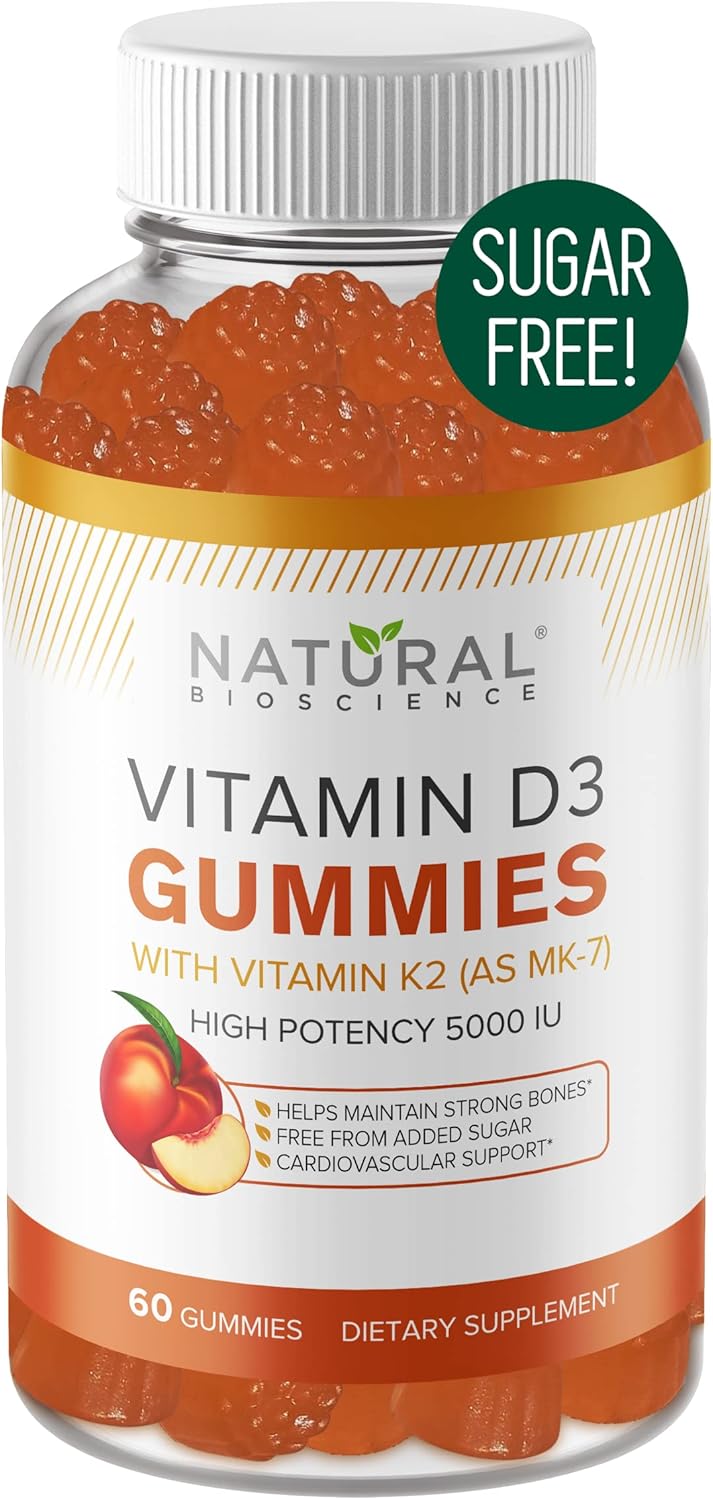 Sugar Free Vitamin D3 K2 Gummies (60 Gummies) + Extra Strength Magnesium Gummies (180 Gummies) - 5000 IU D3 + 80 mcg K2 & 500 mg Magnesium Citrate