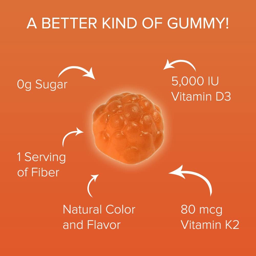 Sugar Free Vitamin D3 K2 Gummies (60 Gummies) + Extra Strength Magnesium Gummies (180 Gummies) - 5000 IU D3 + 80 mcg K2 & 500 mg Magnesium Citrate