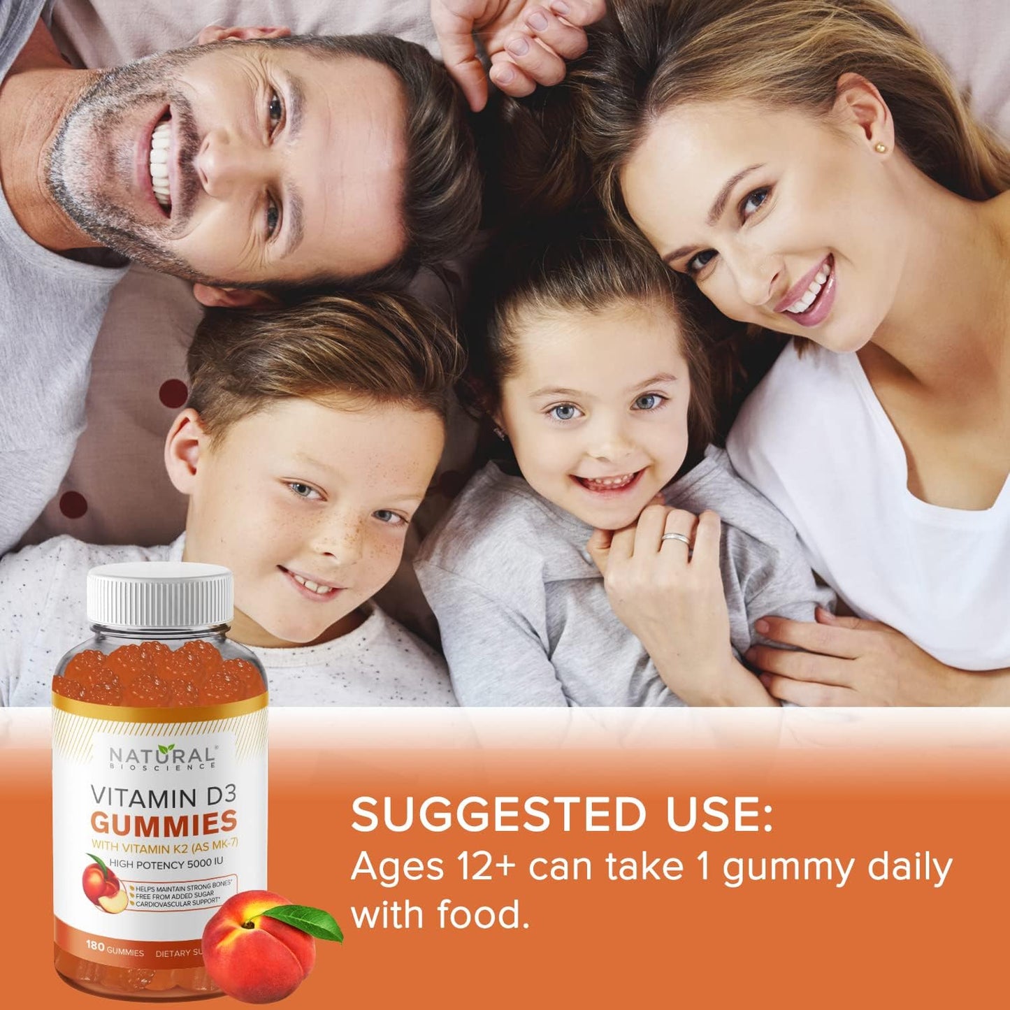 Sugar Free Vitamin D3 K2 Gummies (60 Gummies) + Extra Strength Magnesium Gummies (180 Gummies) - 5000 IU D3 + 80 mcg K2 & 500 mg Magnesium Citrate