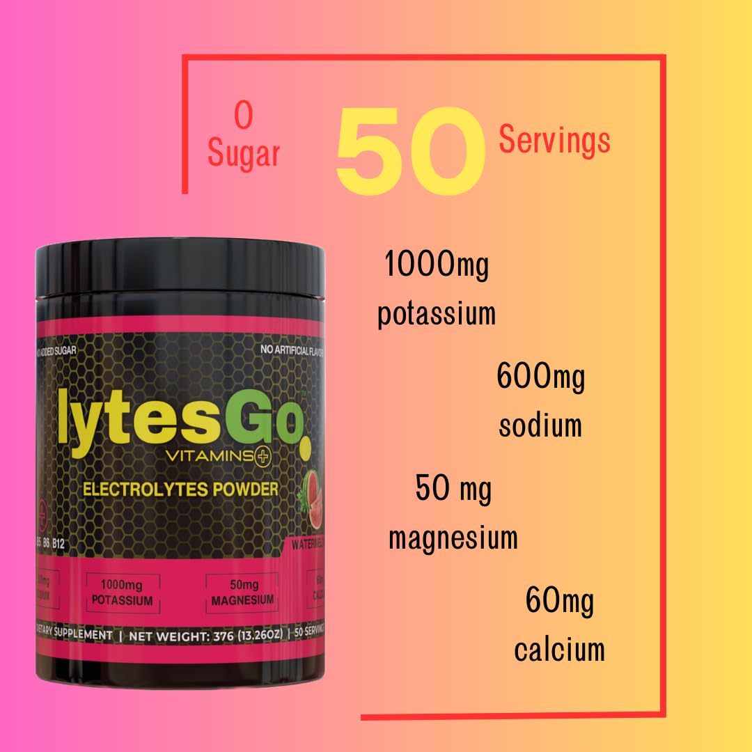 Sugar-Free Watermelon Flavored Electrolyte Powder Drink for Hydration and Recovery - 50 Servings