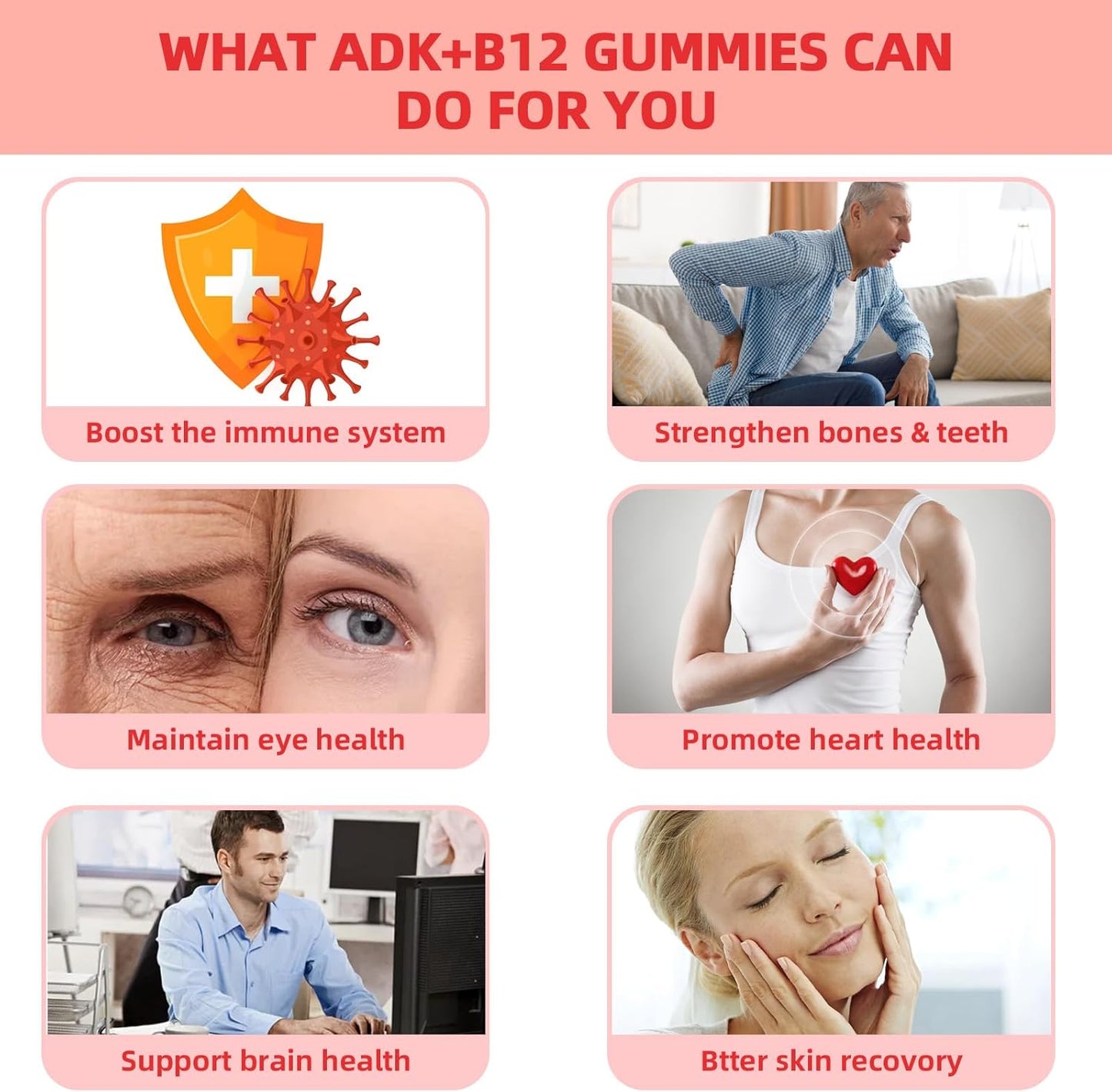 Sugar Free Wellcatcher Vitamin ADK+B12 Gummies - Vegan Multivitamin Supplement for Men and Women with Vitamin D3, K2, B12, K2 (MK-7) - Supports Bone, Brain, Immune System, Skin, Eye, and Heart Health - 60 Count Raspberry Flavored - 1 Pack