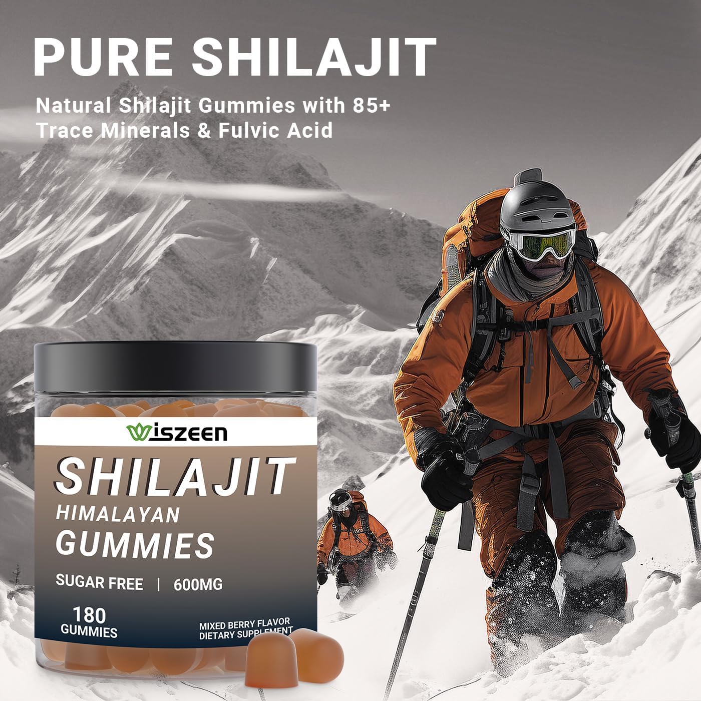 Sugar Free Wiszeen Shilajit Gummies with Black Seed Oil for Energy & Immunity, Himalayan Shilajit Gummy for Men & Women