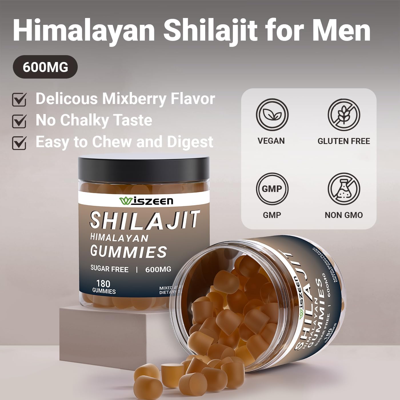 Sugar Free Wiszeen Shilajit Gummies with Black Seed Oil for Energy & Immunity, Himalayan Shilajit Gummy for Men & Women