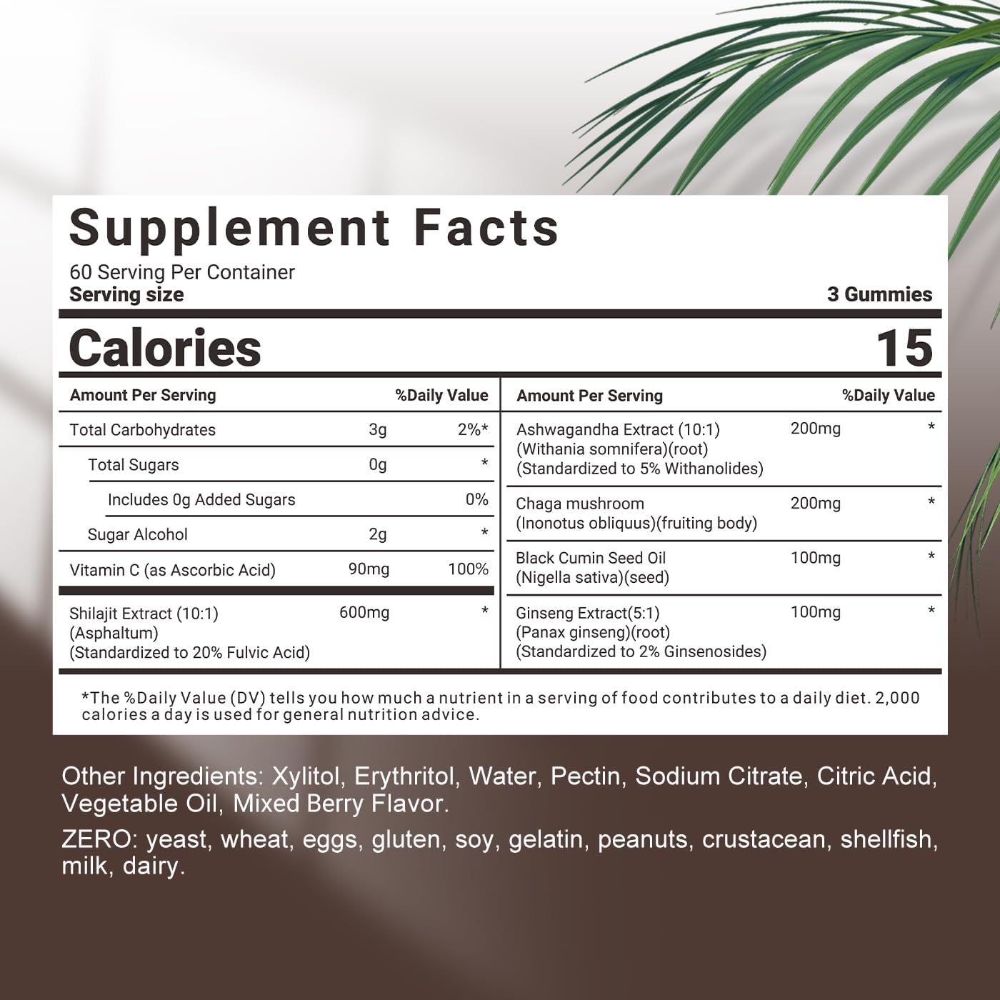 Sugar Free Wiszeen Shilajit Gummies with Black Seed Oil for Energy & Immunity, Himalayan Shilajit Gummy for Men & Women