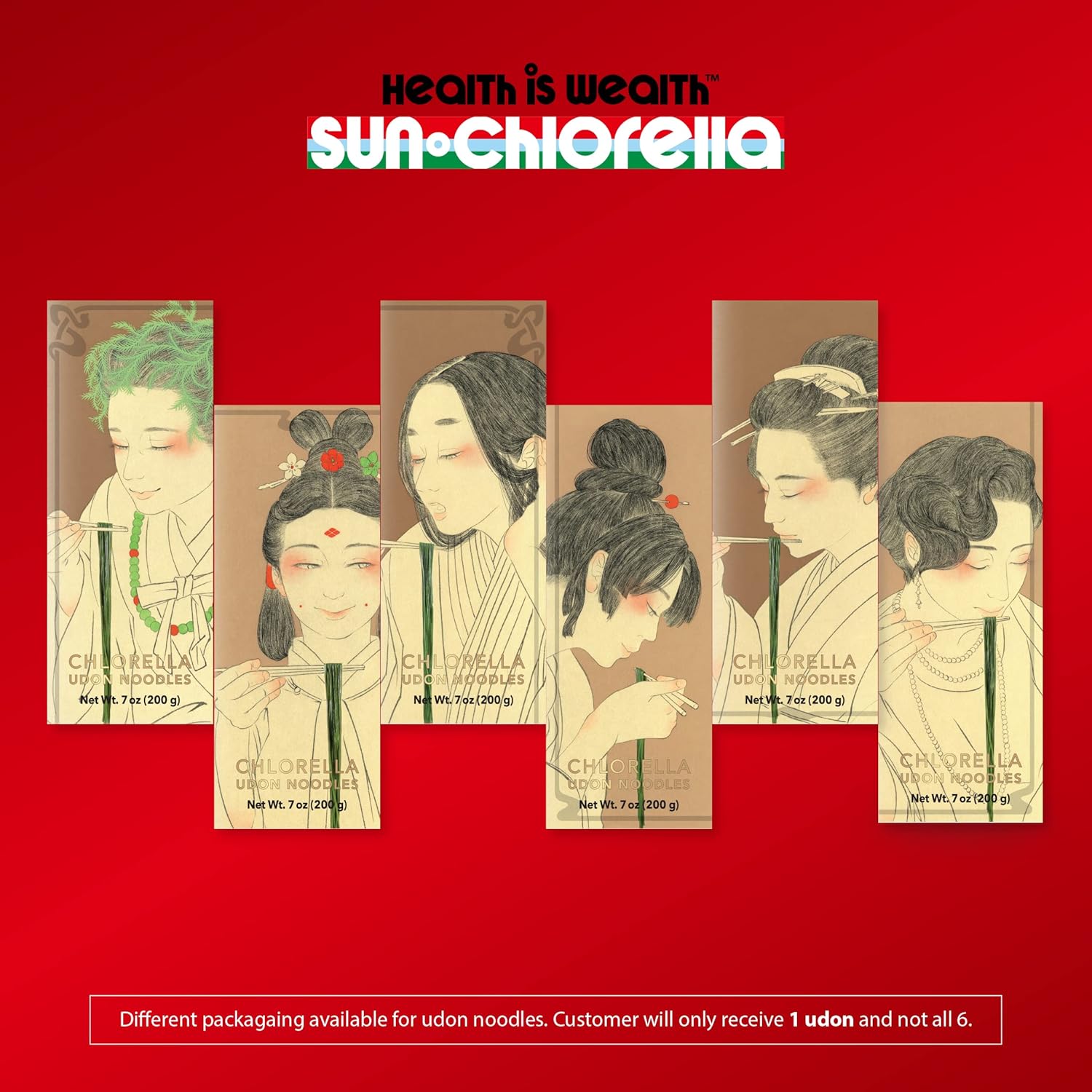 Sun Chlorella Japanese Udon Noodles: Instant Healthy Boost with Green Algae for Soup, Pasta, Stir Fry - Dry, Vegan 7 oz