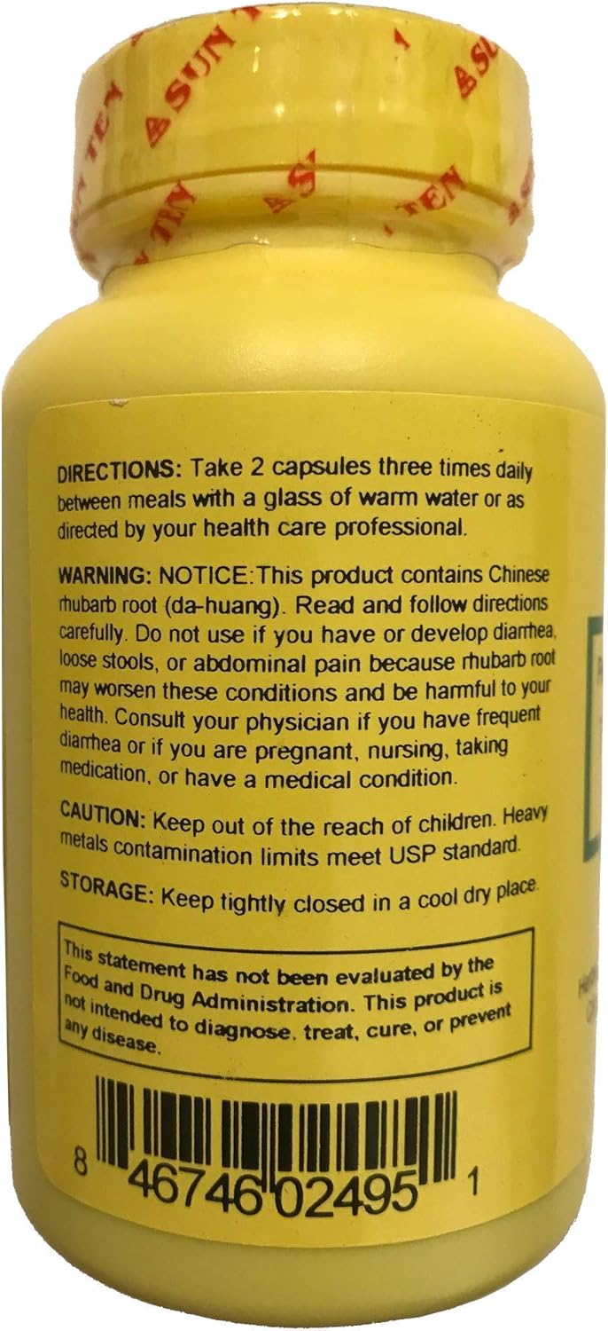 Sun Ten - Persica & Rhubarb Combination Capsules for Digestive Health - Tao He Cheng Qi Tang Formula - 100 Capsules