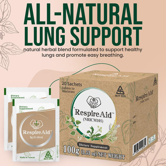 Sun Ten RespireAid™ Lung Cleanse & Detox with Natural Herbal Support for Healthy Breathing - 100g (20 sachets)