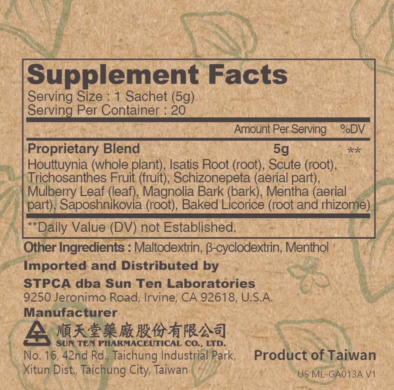 Sun Ten RespireAidβ’ Lung Cleanse & Detox with Natural Herbal Support for Healthy Breathing - 100g (20 sachets)