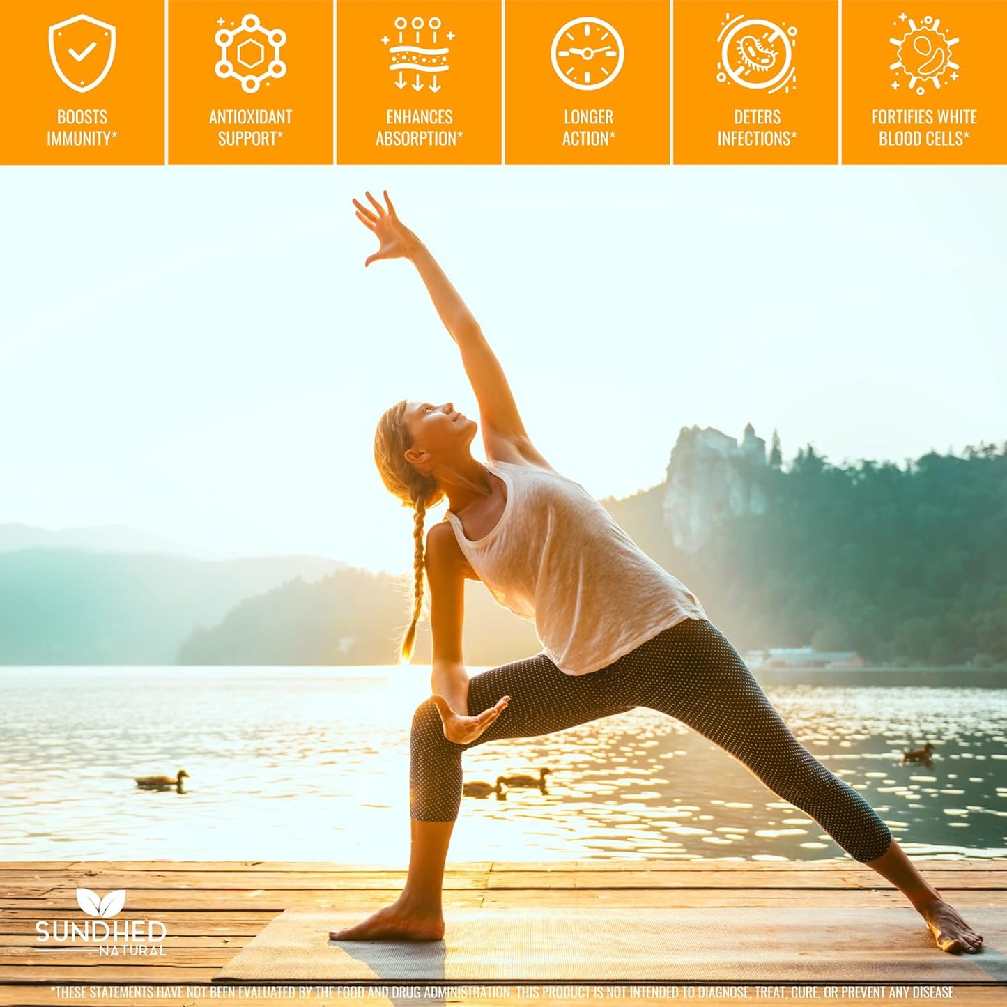 Sundhed Natural Liposomal Vitamin C 1200mg Capsules - Immune System & Collagen Support, Anti-Aging Skin Vitamins with Sodium Ascorbate & Sunflower Lecithin