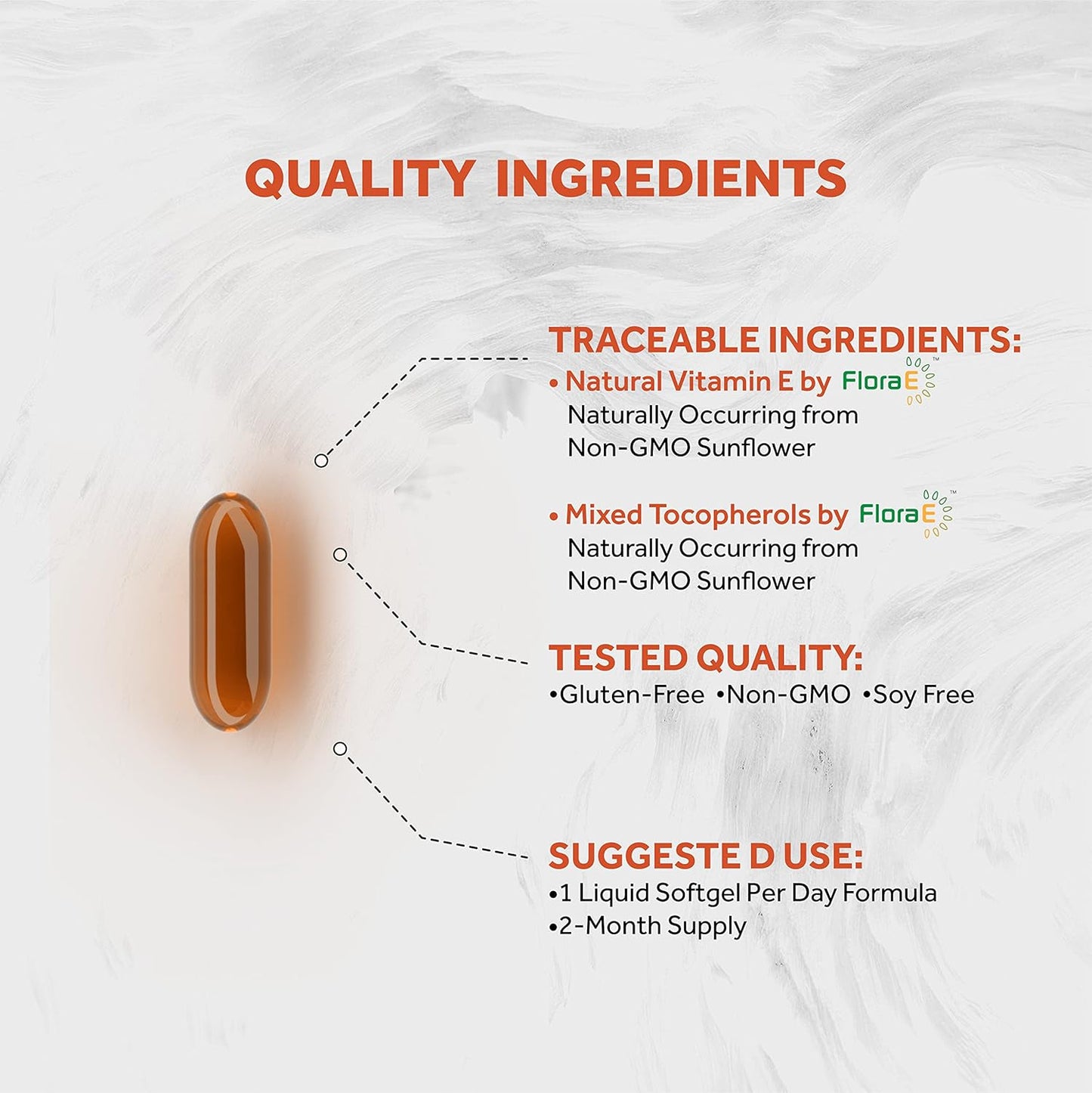 Sunflower Vitamin E Supplement with Mixed Tocopherols for Skin & Immune Support - 60 Softgels