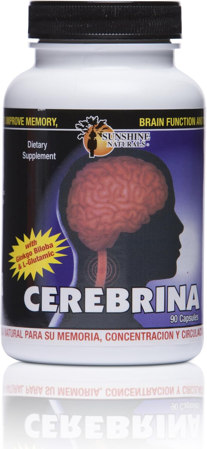 Sunshine Naturals Cerebrina Brain Booster Supplement - Natural Cognitive Support Formula for Mental Clarity and Focus