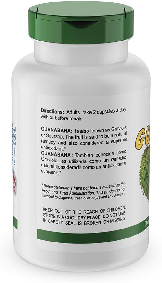 Sunshine Naturals Graviola Supplement - Immune Support, Digestive Aid, Antioxidant Defense - 180 Capsules for Wellness