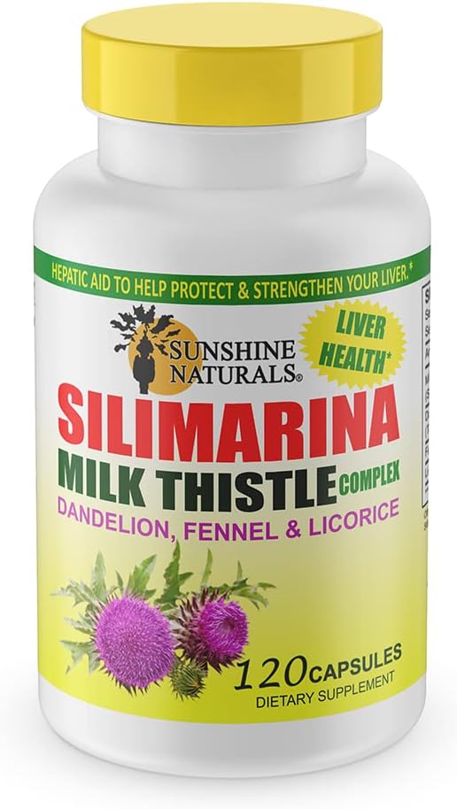 Sunshine Naturals Milk Thistle Complex 600mg - Liver Health Support, Detox & Antioxidant Defense - 120 Capsules for Natural Liver Function & Digestive Health