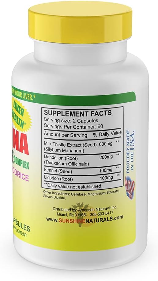Sunshine Naturals Milk Thistle Complex 600mg - Liver Health Support, Detox & Antioxidant Defense - 120 Capsules for Natural Liver Function & Digestive Health