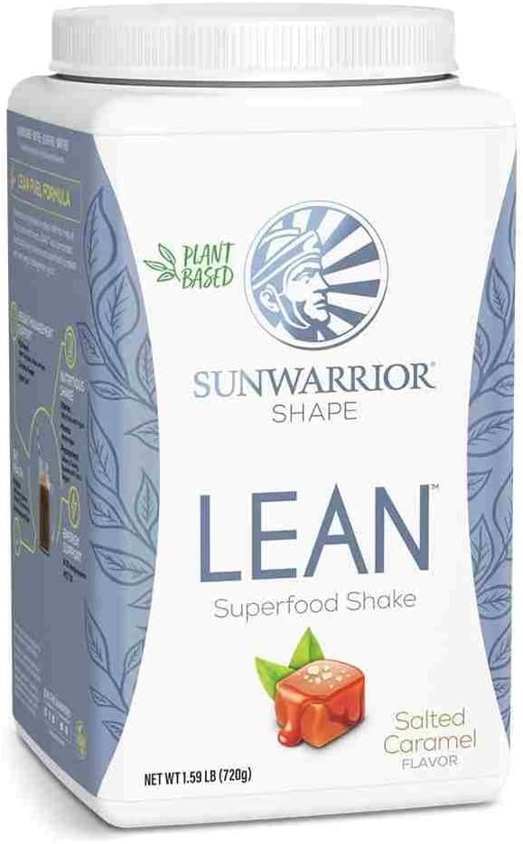 Sunwarrior Shape Lean Vegan Protein Superfood Shake Meal Replacement - Organic, Gluten-Free, Non-GMO, Dairy-Free, Sugar-Free, Low Carb Plant-Based Protein Powder in Caramel Flavor - 20 Servings