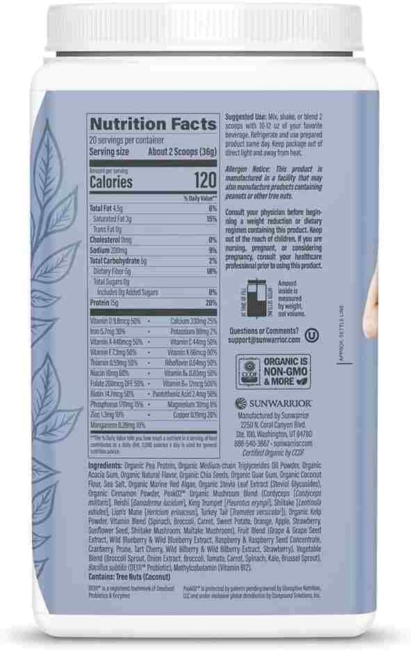 Sunwarrior Shape Lean Vegan Protein Superfood Shake Meal Replacement - Organic, Gluten-Free, Non-GMO, Dairy-Free, Sugar-Free, Low Carb Plant-Based Protein Powder in Caramel Flavor - 20 Servings