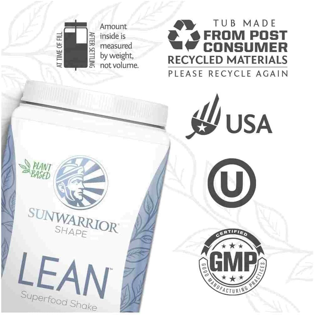 Sunwarrior Shape Lean Vegan Protein Superfood Shake Meal Replacement - Organic, Gluten-Free, Non-GMO, Dairy-Free, Sugar-Free, Low Carb Plant-Based Protein Powder in Caramel Flavor - 20 Servings