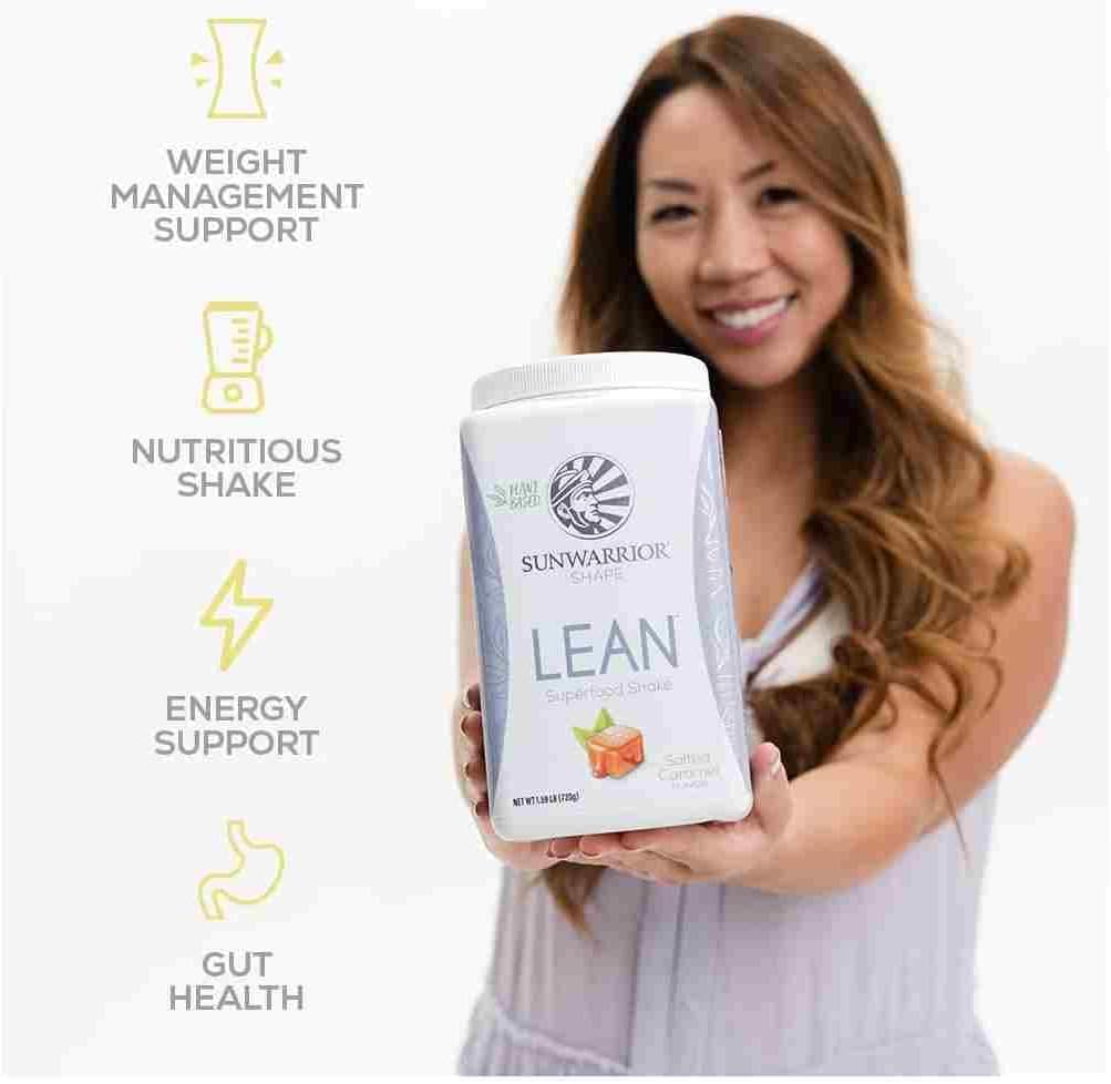 Sunwarrior Shape Lean Vegan Protein Superfood Shake Meal Replacement - Organic, Gluten-Free, Non-GMO, Dairy-Free, Sugar-Free, Low Carb Plant-Based Protein Powder in Caramel Flavor - 20 Servings