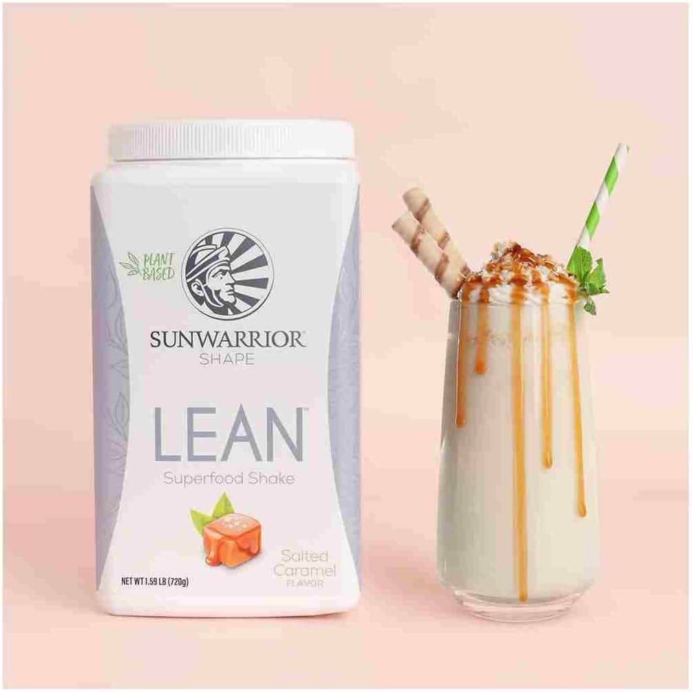 Sunwarrior Shape Lean Vegan Protein Superfood Shake Meal Replacement - Organic, Gluten-Free, Non-GMO, Dairy-Free, Sugar-Free, Low Carb Plant-Based Protein Powder in Caramel Flavor - 20 Servings