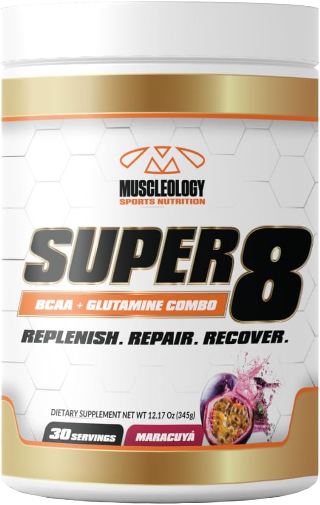 Super 8 High Performance BCAA, Electrolyte & Glutamine Blend - Post-Workout Supplement for Recovery and Muscle Building (Maracuya)
