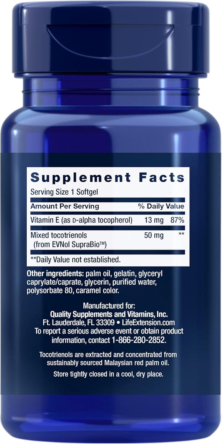 Super Absorbable Tocotrienols with D-Alpha Tocopherol for Hair Growth & Brain Function - 60 Softgels, Gluten-Free & Non-GMO
