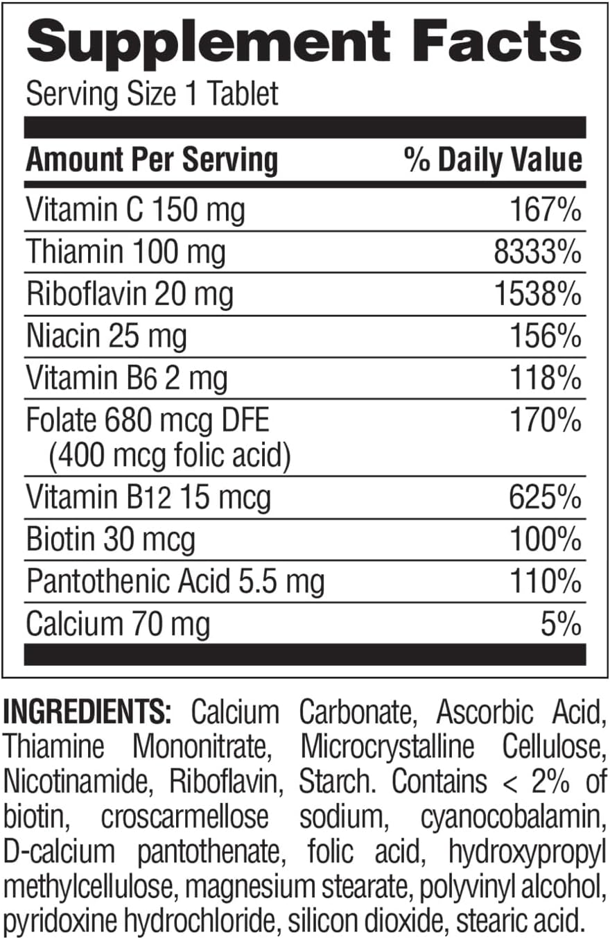 Super B Complex with Vitamin C, B12, & Folic Acid - Boosts Energy, Immunity, Nervous System, Skin & Muscle Health, 150 Tablets