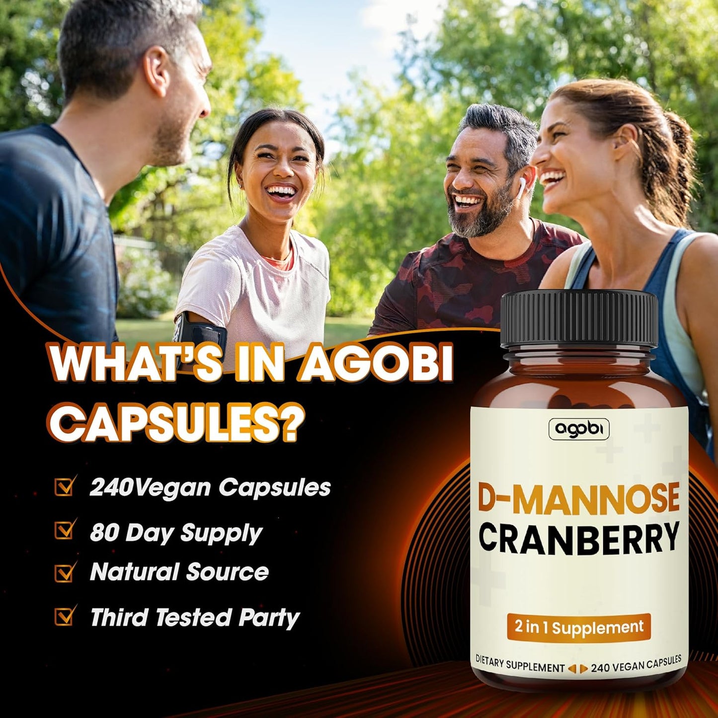 Super Concentrated D-Mannose and Cranberry Blend Capsules - 240 Vegan Pills for UTI, Digestive & Immune Support - 80 Day Supply - Gluten-Free, Non-GMO