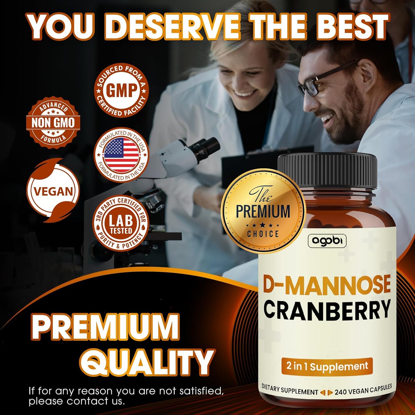Super Concentrated D-Mannose and Cranberry Blend Capsules - 240 Vegan Pills for UTI, Digestive & Immune Support - 80 Day Supply - Gluten-Free, Non-GMO