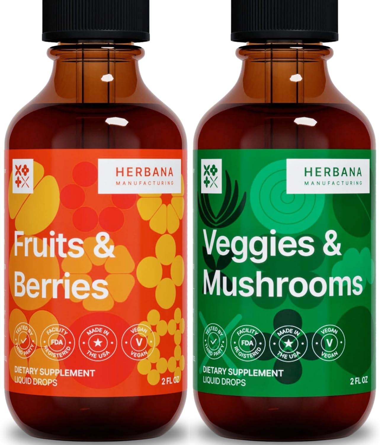 Super Concentrated Liquid Extract with Whole Superfood Extracts - Fruits, Berries, Veggies, Mushrooms - Essential Vitamins & Minerals - 2 Fl Oz (Pack of 2)