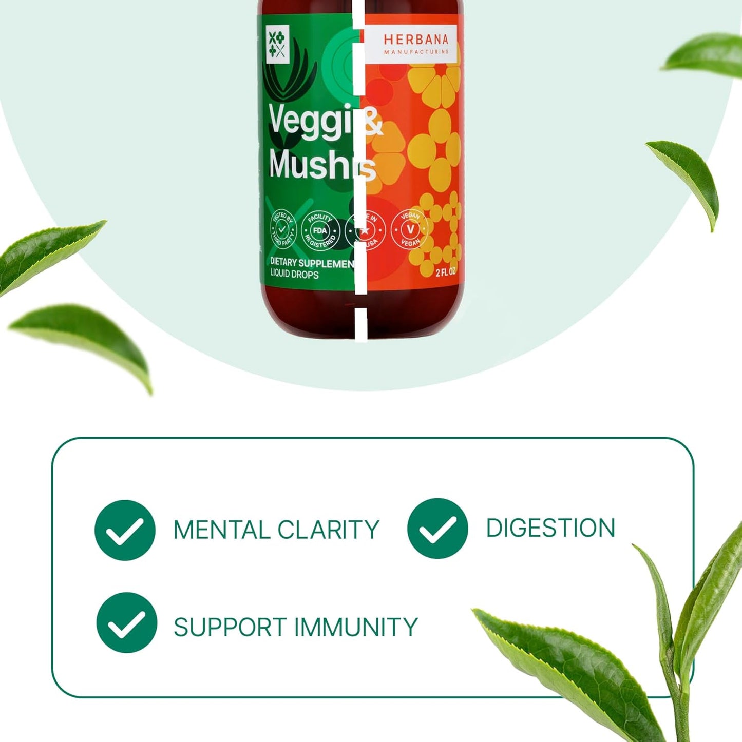 Super Concentrated Liquid Extract with Whole Superfood Extracts - Fruits, Berries, Veggies, Mushrooms - Essential Vitamins & Minerals - 2 Fl Oz (Pack of 2)