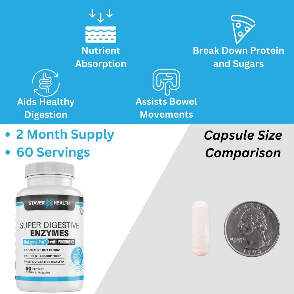 Super Digestive Enzymes Capsules for Optimal Digestive Health by Staver Health