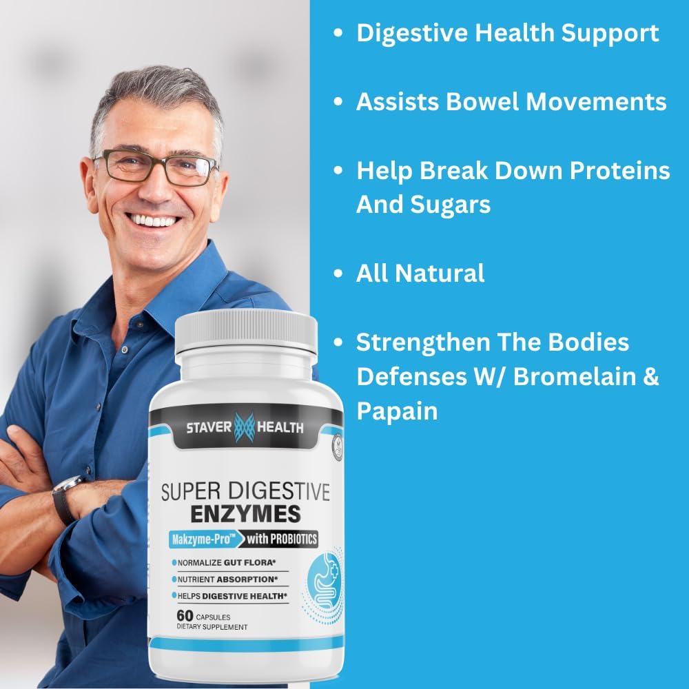Super Digestive Enzymes Capsules for Optimal Digestive Health by Staver Health