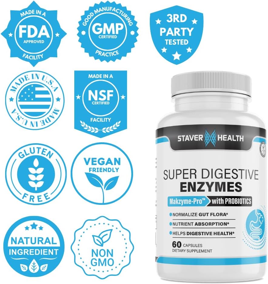 Super Digestive Enzymes Capsules for Optimal Digestive Health by Staver Health