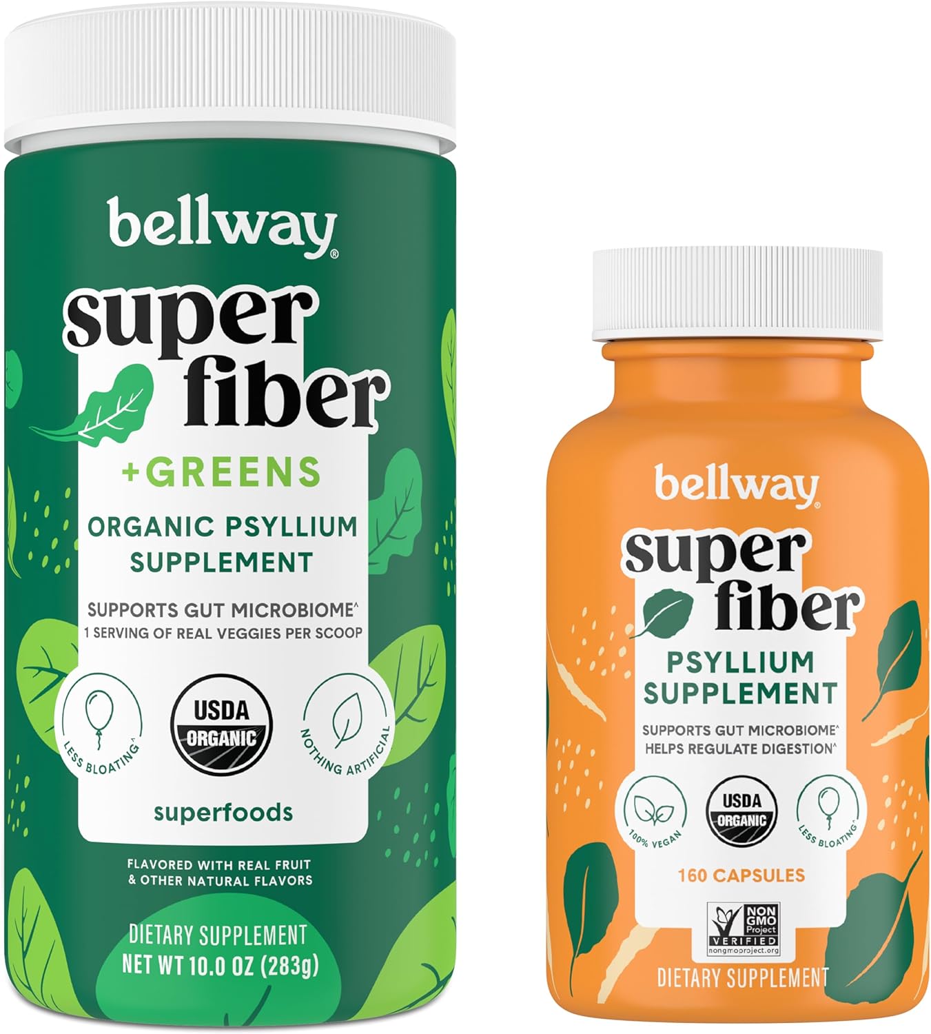 Super Fiber Powder and Greens Capsules by Bellway - Boost Your Daily Fiber Intake and Nutrient Levels