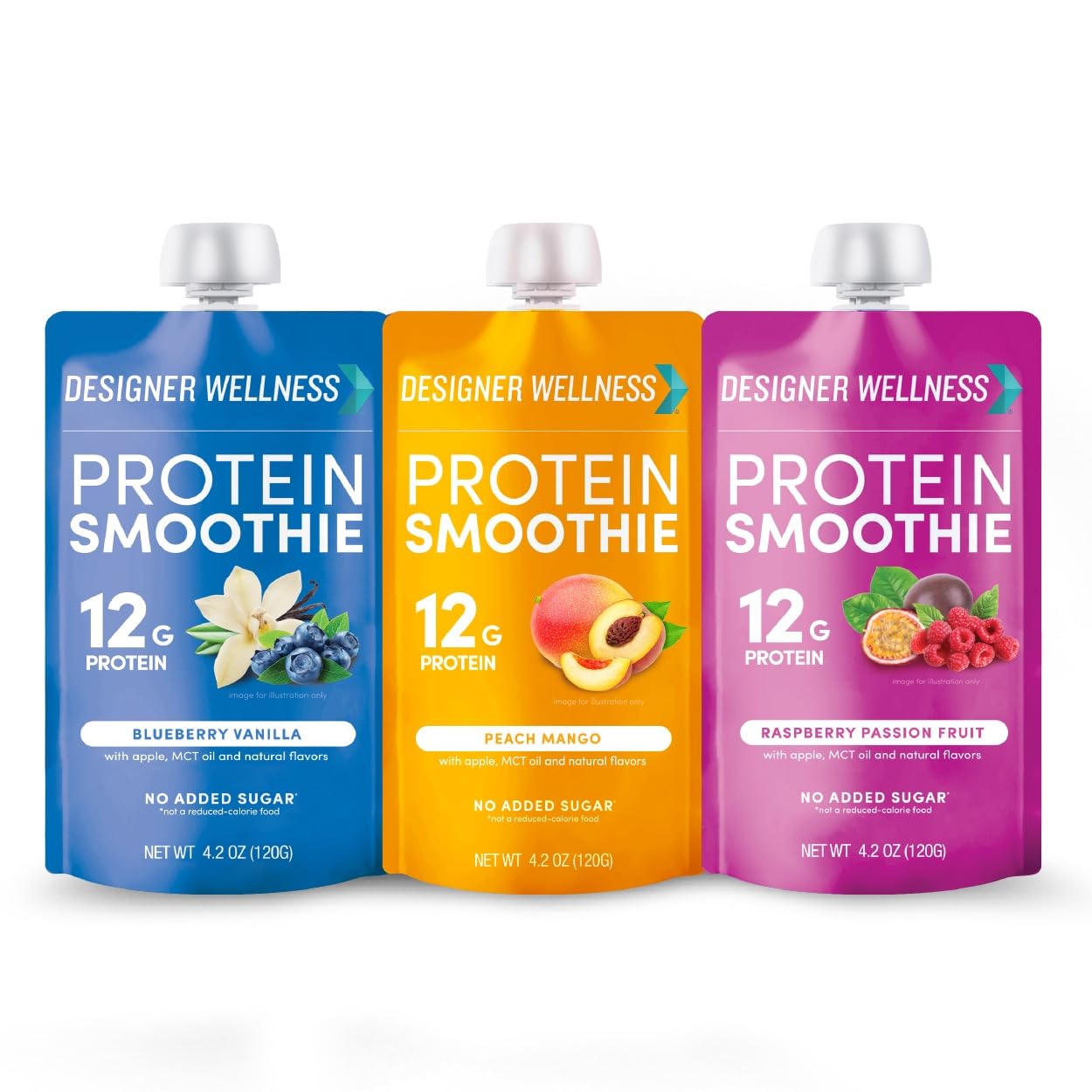 Super Fruits Designer Protein Smoothie Variety Pack - 12g Protein, Low Carb, Zero Added Sugar, Gluten-Free, Non-GMO - 12 Count