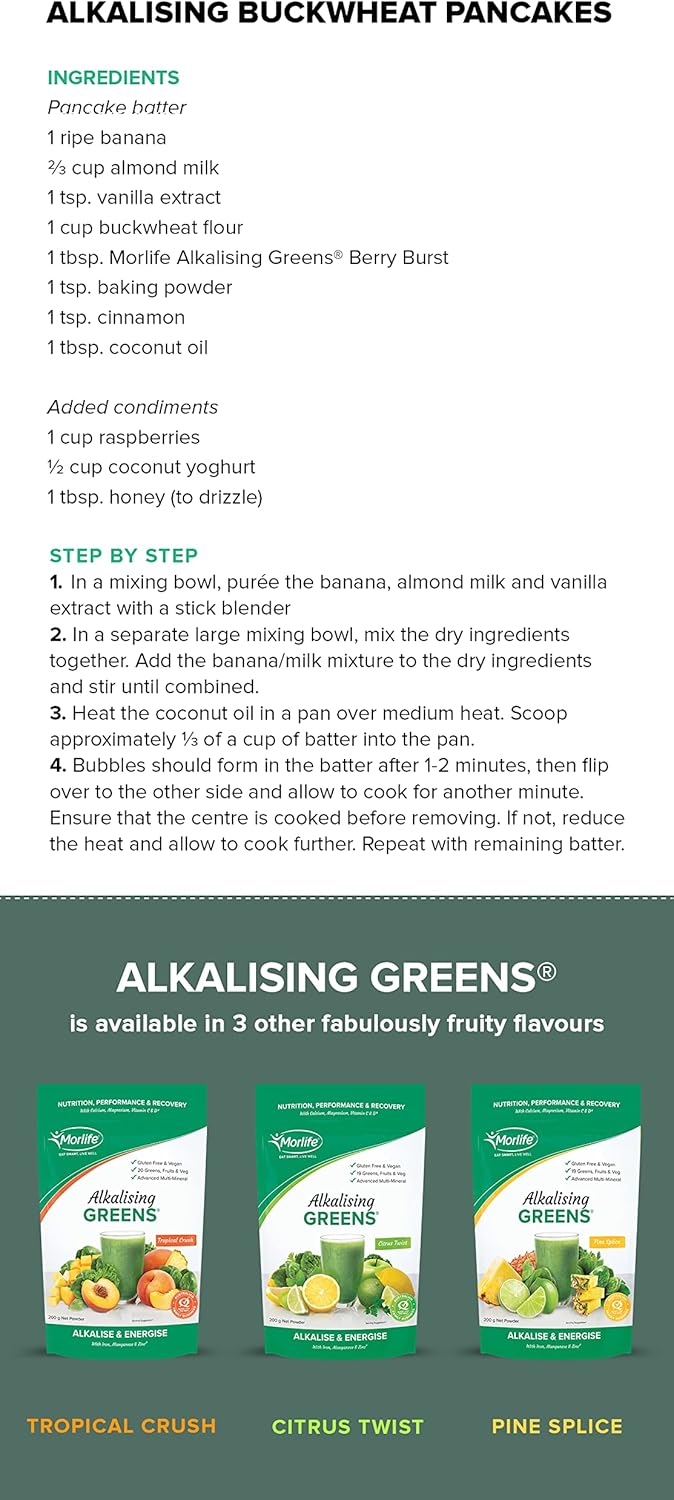 Super Greens and Berries Alkalizing Powder with Pre & Probiotics - Vegetarian Superfood Formula, 7 oz, 20 Servings