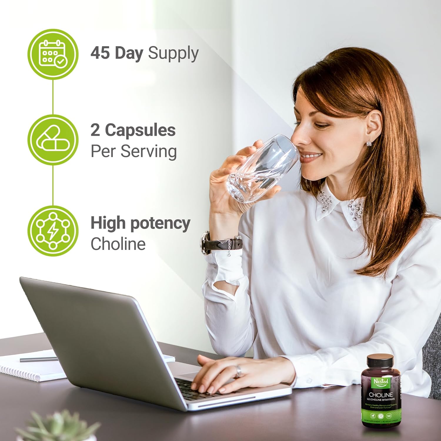 Super Greens & Choline Bundle | Organic Superfood Powder with Probiotics, Fiber & Choline Bitartrate for Cognitive Function & Energy Boost