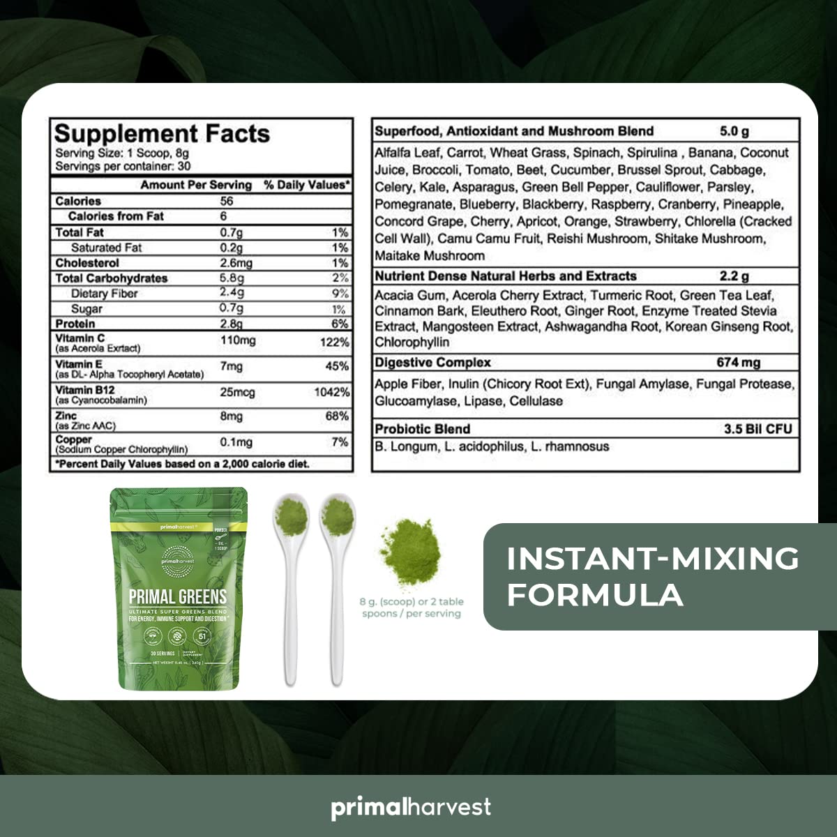 Super Greens & Collagen Powder Bundle for Hair, Skin, and Nails - Primal Harvest Men and Women Superfood Supplements