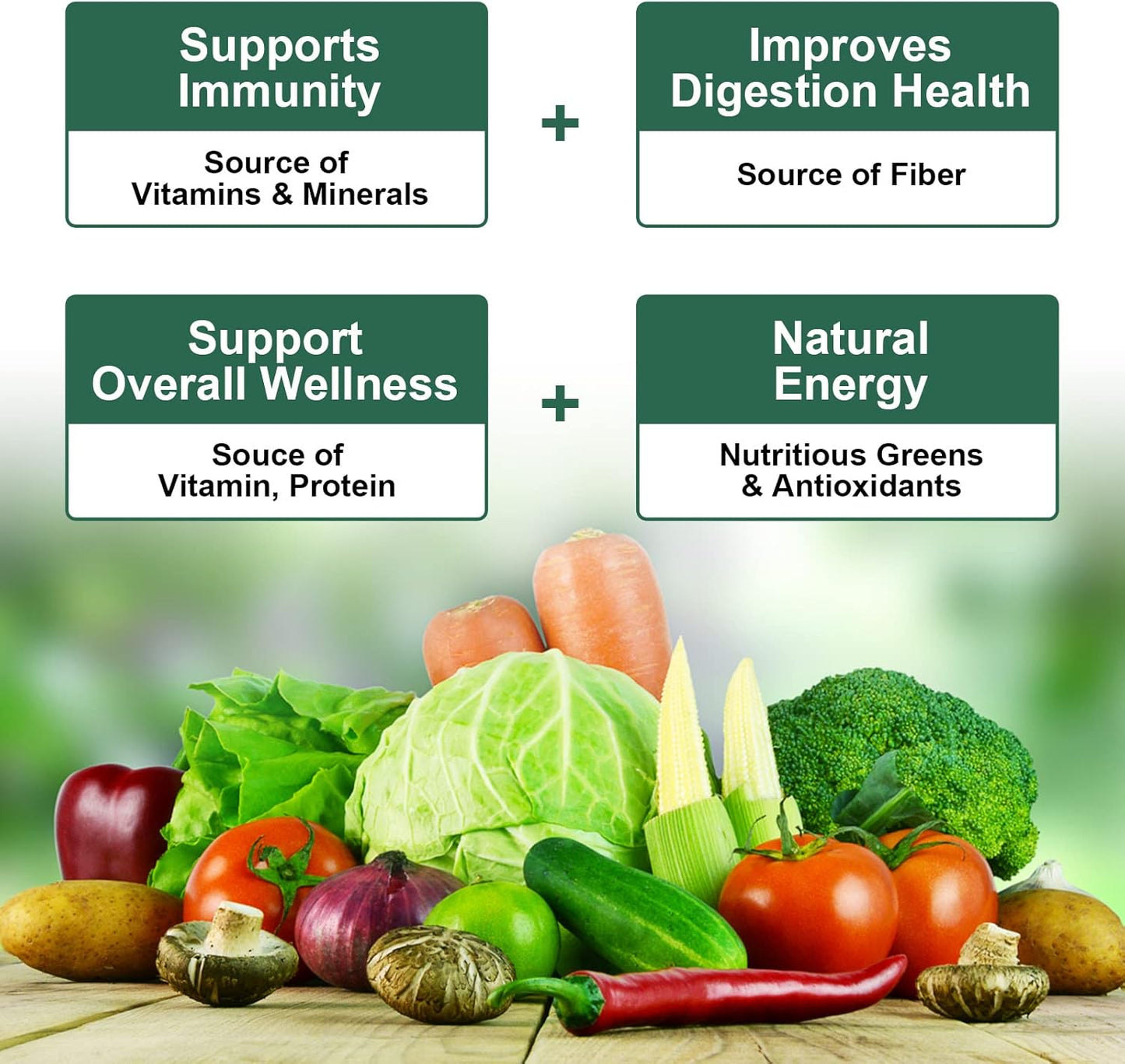 Super Greens Powder with Spirulina, Probiotics, Digestive Enzymes, Chlorella, and Wheat Grass for Immunity and Digestion - Vegan Formula for Smoothies & Juices