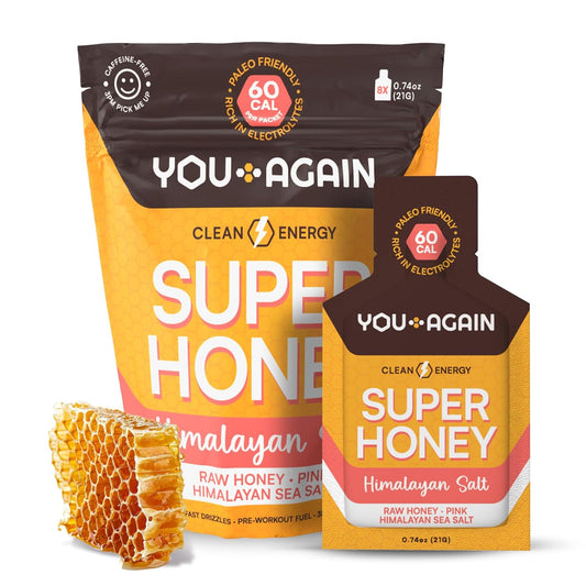 Super Honey Clean Energy Gel with Honey & Salt - Electrolyte Fuel for Endurance Workouts, Running, and Cycling - Paleo & Carnivore Snack - Gluten-Free - Made in USA - 8-Pack